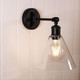 Wall Light Black Metal Swing Arm Clear Glass E27 60W Wall Light Black Metal Swing Arm Clear Glass E27 60W